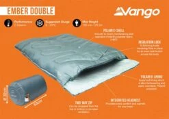 Vango Ember Double Sleeping Bag - Mineral Green -Vango Sales Store ember double spec image
