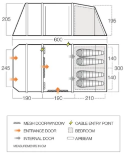 Vango Joro Air 450 Eco Dura Airbeam Tent 2023 (Incl. Footprint) -Vango Sales Store joro air 450xl sentinel eco dimensions image