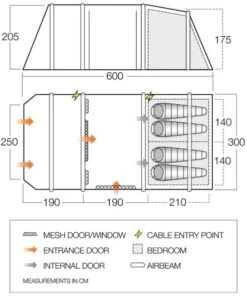 Vango Lismore Air 450 Airbeam Tent 2023 (Incl. Footprint) 11 Vango Lismore Air 450 Airbeam Tent 2023 (Incl. Footprint) -Vango Sales Store lismore air 450 dimensions image
