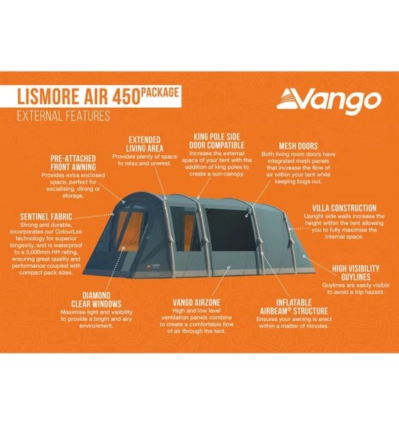 Vango Lismore Air 450 Airbeam Tent 2023 (Incl. Footprint) 5 Vango Lismore Air 450 Airbeam Tent 2023 (Incl. Footprint) - Image 3