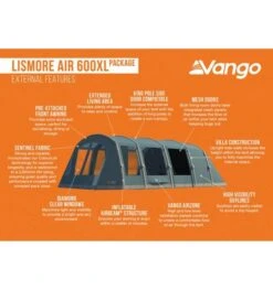 Vango Lismore Air 600XL Airbeam Tent 2023 (Incl. Footprint) -Vango Sales Store lismore air 600xl image 3