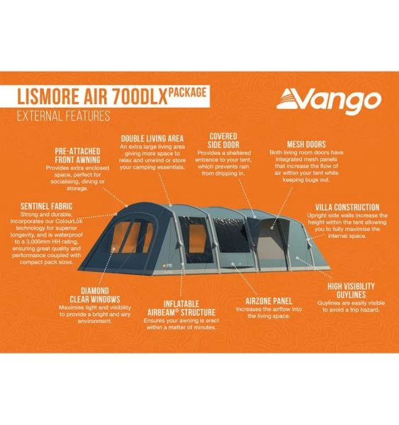 Vango Lismore Air 700DLX Airbeam Tent 2023 (Incl. Footprint) 6 Vango Lismore Air 700DLX Airbeam Tent 2023 (Incl. Footprint) - Image 4