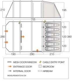 Vango Lismore Air TC 600XL Airbeam Tent 2023 (Incl. Footprint) -Vango Sales Store lismore air tc 600xl dimensions image