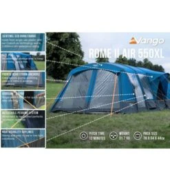 Vango Rome II Air 550XL Airbeam Tent 2023 (Incl. Footprint) -Vango Sales Store rome ii air 550xl 2