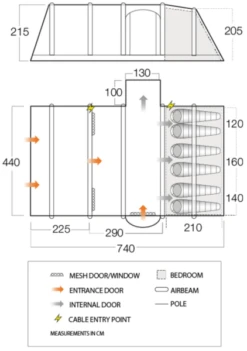 Vango Rome II Air 650XL Airbeam Tent 2023 (Incl. Footprint) -Vango Sales Store rome ii air 650xl dimensions image