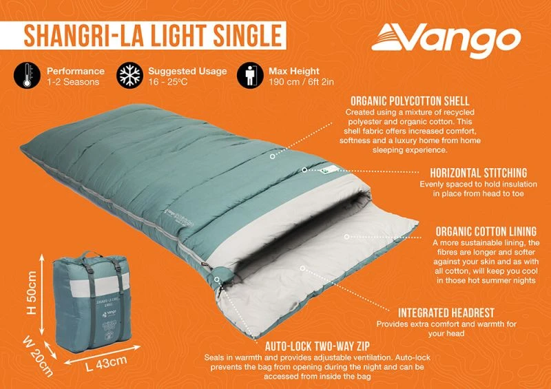 Vango Shangri-La Light Single Sleeping Bag 3 Vango Shangri-La Light Single Sleeping Bag - Image 2